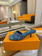 LV x TM 6AM Mule 4cm Blue Denim 241214