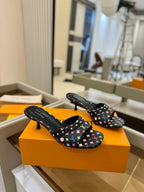 LV x TM 6AM Mule 4cm Black and Multicolored Monogram coated canvas 241213