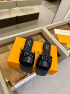 LV x TM 6AM Flat Mule Black Sheepskin 241219