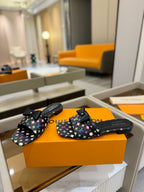 LV x TM 6AM Flat Mule Black and Multicolored Monogram coated canvas 241226