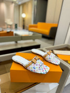 LV x TM 6AM Flat Mule White and Multicolored Monogram coated canvas 241225