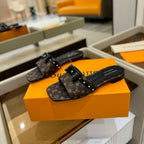 LV x TM 6AM Flat Mule Brown Monogram coated canvas 241223