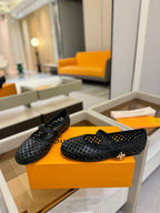 Romy Flat Ballerina Black Perforated Patent Calf Leather 241231
