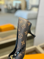 6AM 5.5cm Brown Monogram Canvas and Patent Leather Pumps 241203