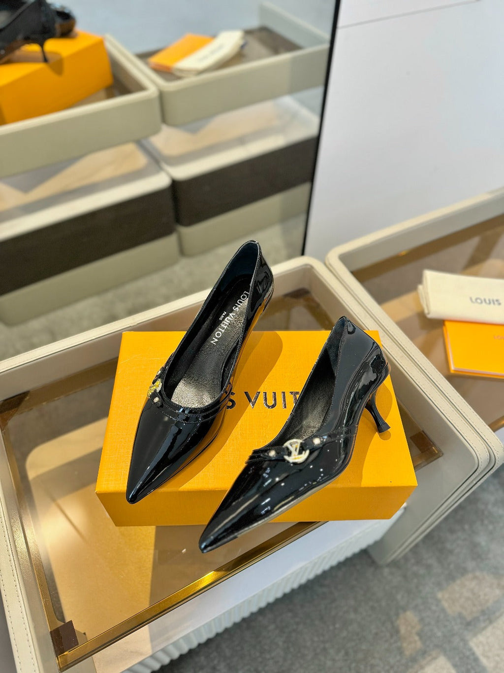 6AM 5.5cm Black Patent Leather Pumps 241204
