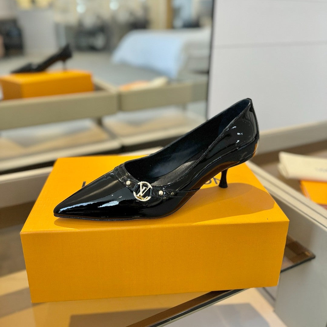 6AM 5.5cm Black Patent Leather Pumps 241204