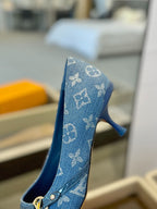 6AM 5.5cm Blue Denim Pumps 241205