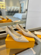 6AM 5.5cm Beige Leather Pumps 241206