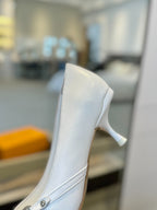 6AM 5.5cm White Leather Pumps 241207