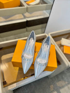 6AM 5.5cm Silver Metallic Leather Pumps 241209