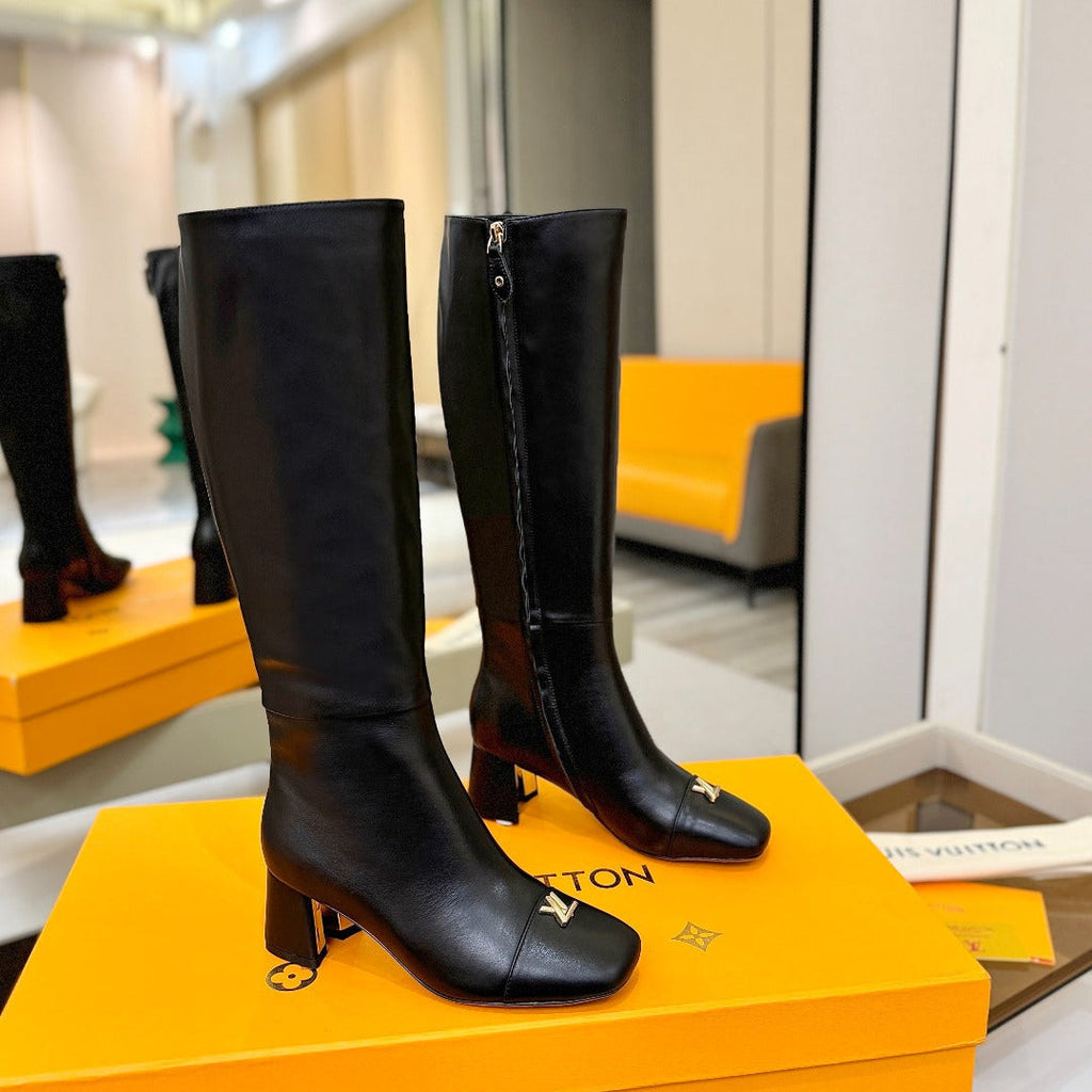 LV  High Boots 55 Black Sheepskin 573731
