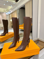 LV 25 Long Boots 90 Brown Calfskin 573876