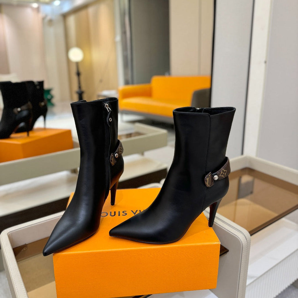 LV 25 Runway Ankle Boots 90 Black Calfskin 573863