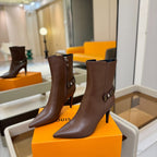 LV 25 Runway Ankle Boots 90 Brown Calfskin 573864