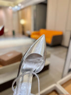 CL Jenlove Slingback 10.5cm Sliver Leather 635809