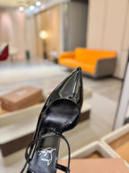 CL Jenlove Slingback 10.5cm Black Patent Leather 635811