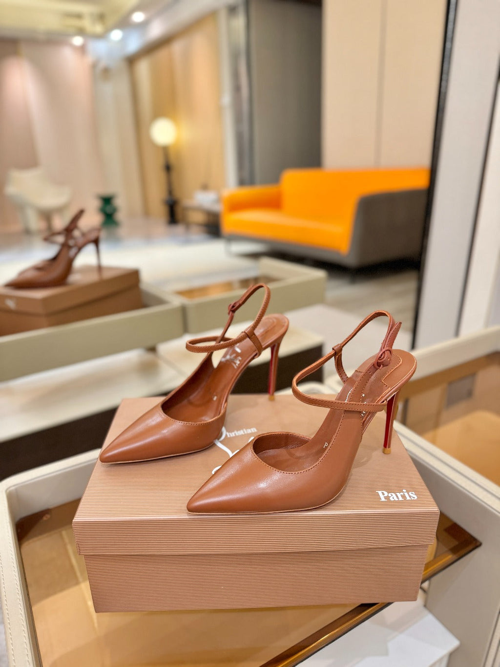 CL Jenlove Slingback 10.5cm Brown Leather 635812