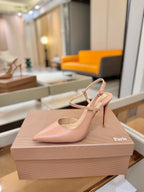 CL Jenlove Slingback 10.5cm Beige Leather 635813
