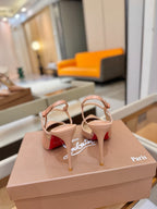CL Jenlove Slingback 10.5cm Beige Leather 635813