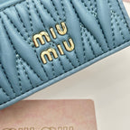 SMALL CARDHOLDER 10 IN BLUE PASTEL LAMBSKIN
