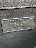 YSL 22s Uptown Pouch Clutch Bag Black White Canvas GHW