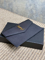 YSL 22s Uptown Pouch Clutch Bag Black Cowhide GHW
