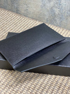 YSL 22s Uptown Pouch Clutch Bag Black Cowhide Sliver HW