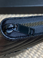 YSL Zippy Long Wallet Full Black Caviar Cowhide