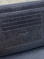 YSL Hardware Logo Zipper Clutch 23cm Black Caviar Cowhide