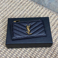 YSL Zip Coin Case With Card Black Caviar Cowhide GHW