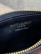 YSL Zip Coin Case With Card Black Caviar Cowhide GHW