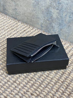 YSL Zip Coin Case With Card Black Caviar Cowhide Sliver HW