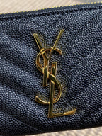 YSL Hook & Chain Zipper Coin Purse Caviar Cowhide GHW