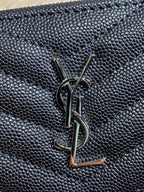 YSL Monogram Wallet Wallet 13cm Black Caviar Cowhide Sliver HW