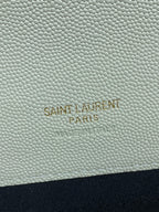 YSL Gold Hardware Logo Clutch 21cm White Caviar Cowhide