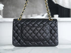 CLASSIC FLAP 25 BLACK LAMBSKIN LIGHT GOLD HARDWARE