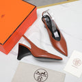 HM  Classic High-Heeled Slingback 70mm Brown Sheepskin 547640