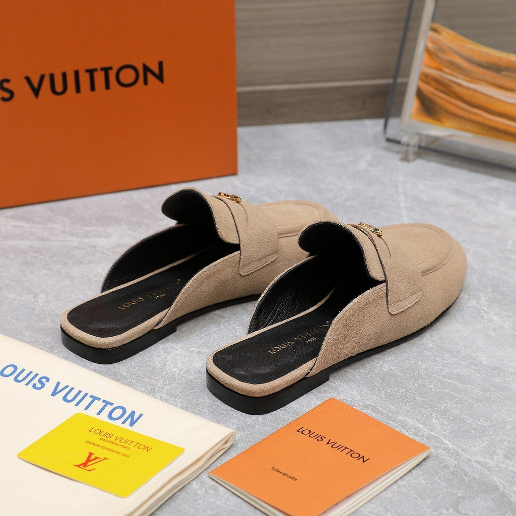 LV 26s Slippers Light Beige Suede 600811