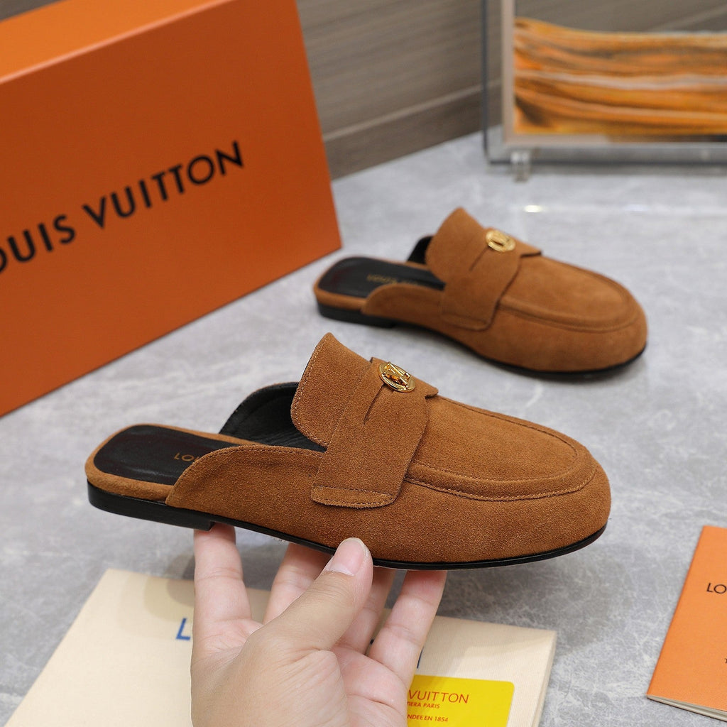 LV 26s Slippers Brown Suede 600812