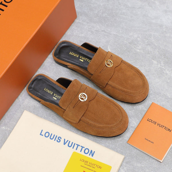 LV 26s Slippers Brown Suede 600812