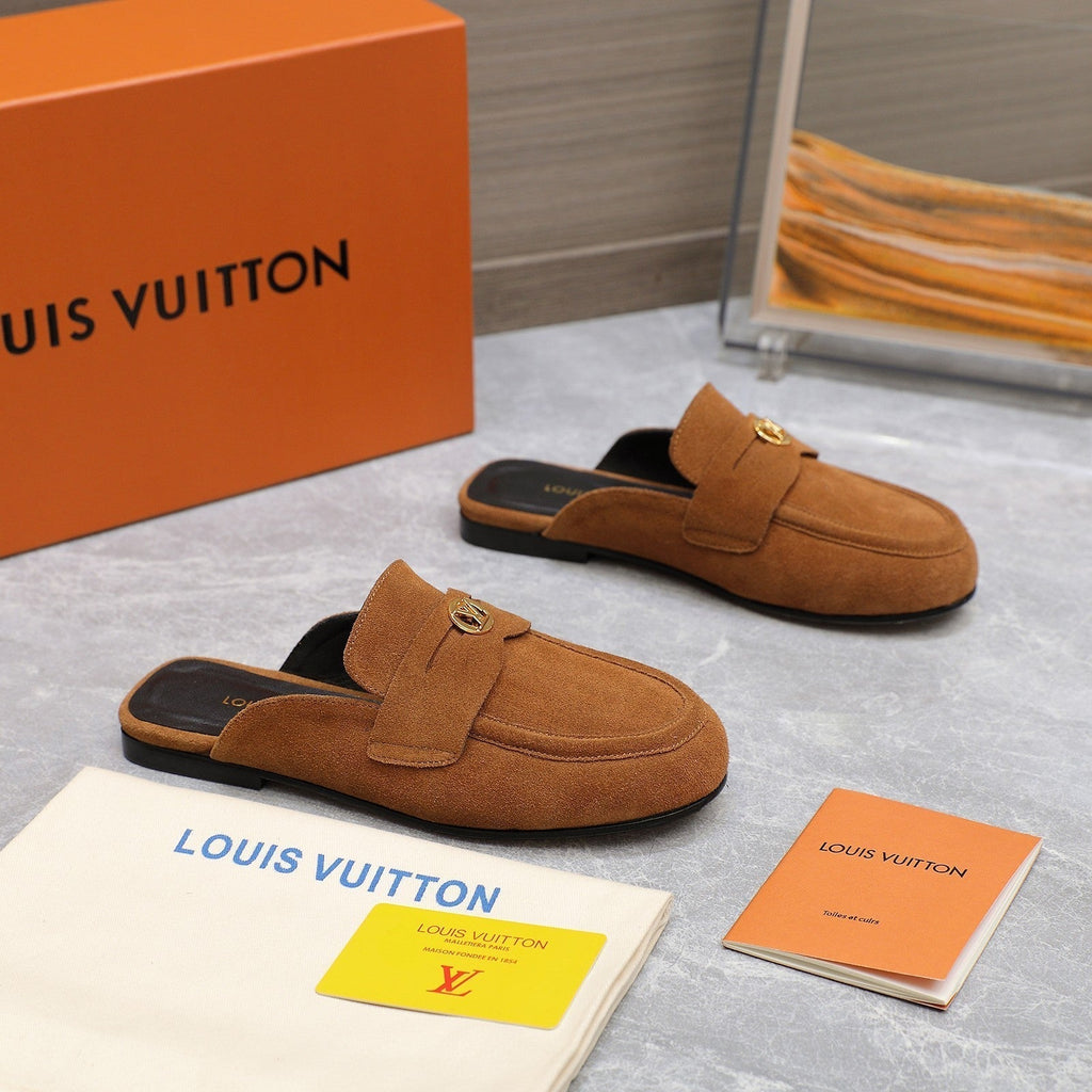 LV 26s Slippers Brown Suede 600812