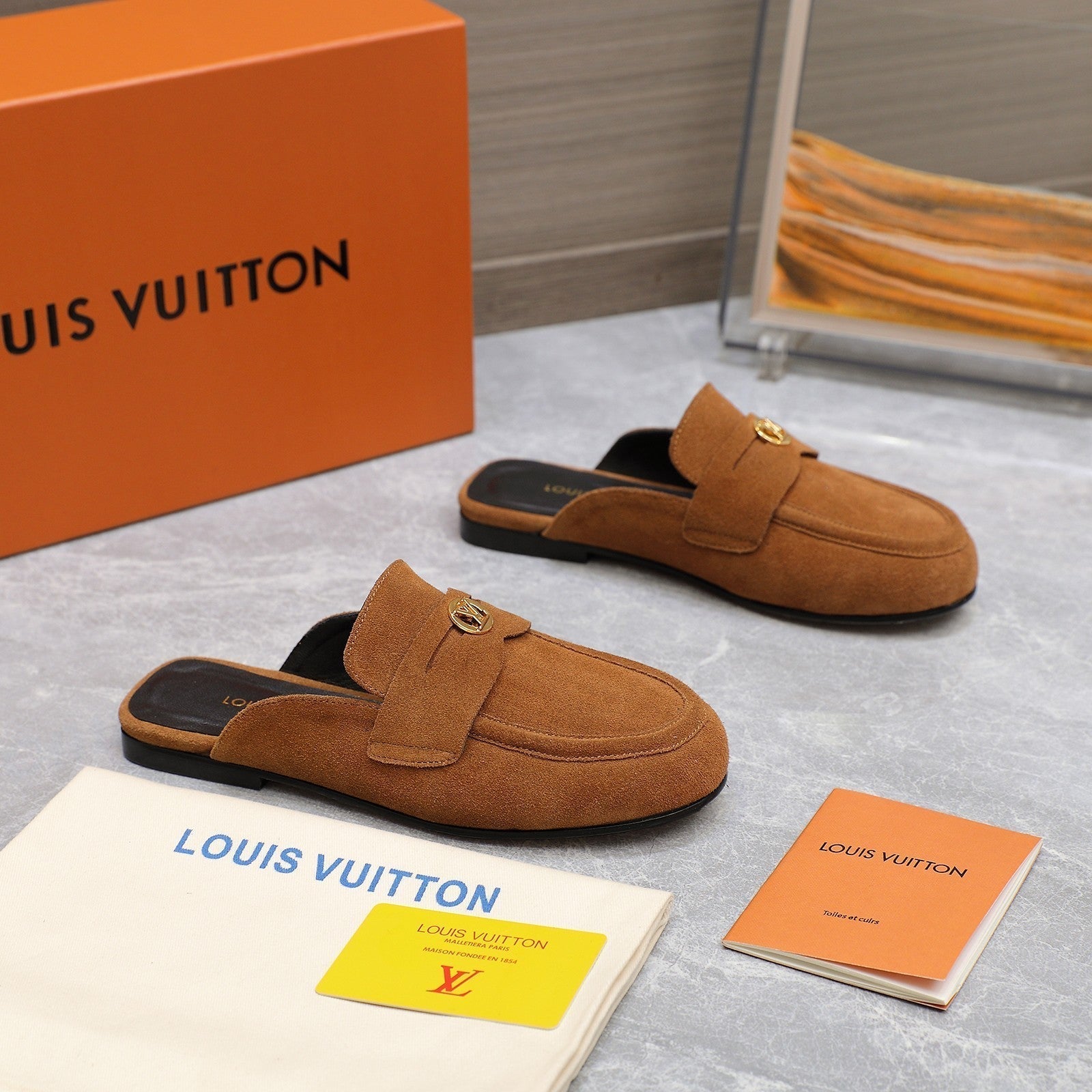 LV 26s Slippers Brown Suede 600812