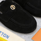 LV 26s Slippers Black Suede 600814