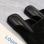LV 26s Slippers Black Suede 600814