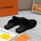 LV 26s Slippers Black Suede 600814