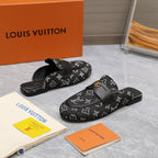 LV 26s Slippers Black Monogram Denim 600815