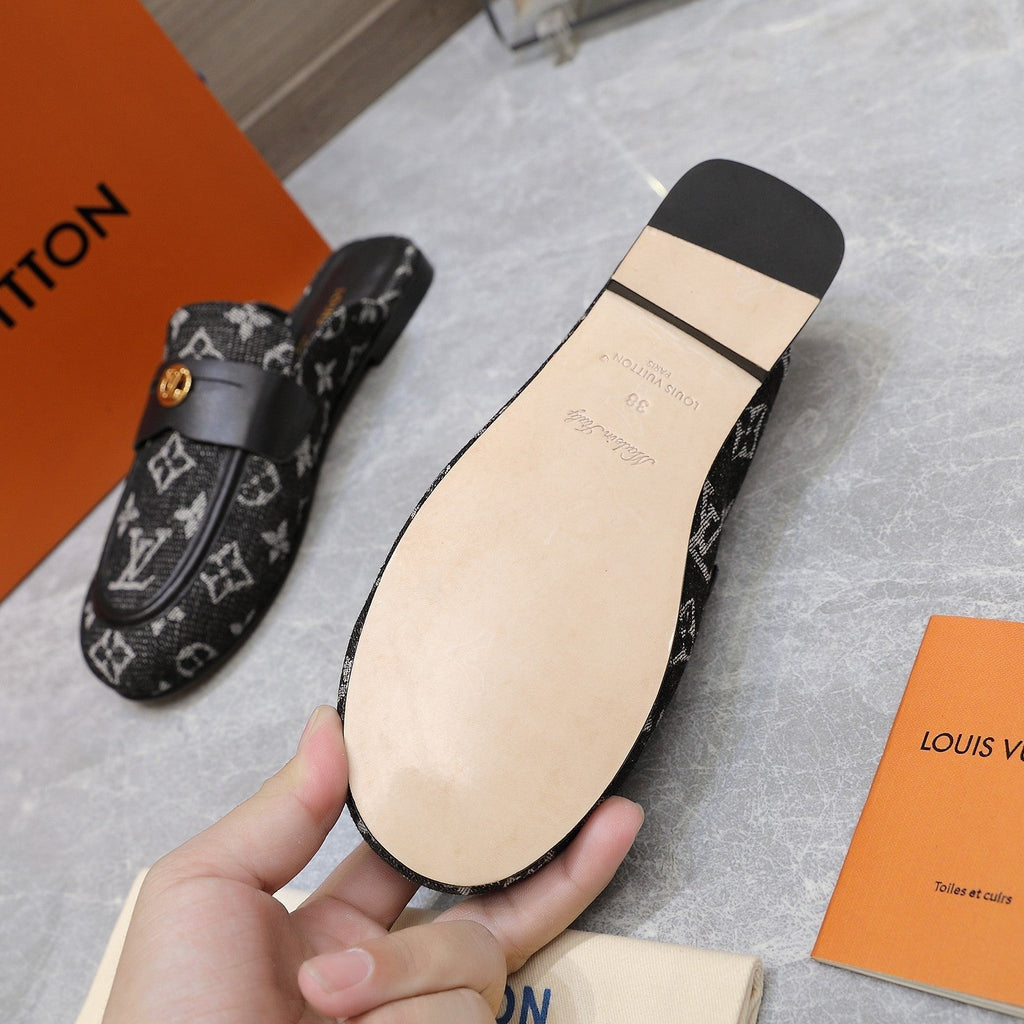 LV 26s Slippers Black Monogram Denim 600815