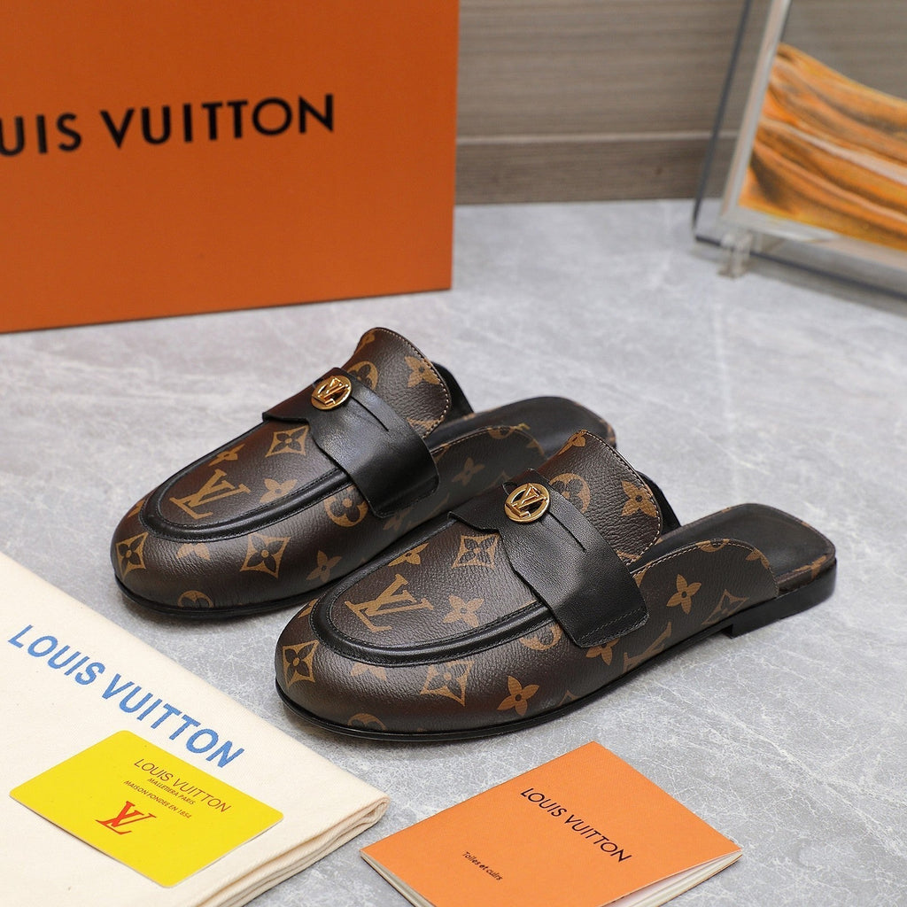 LV 26s Slippers Brown Monogram Leather 600816
