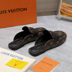 LV 26s Slippers Brown Monogram Leather 600816