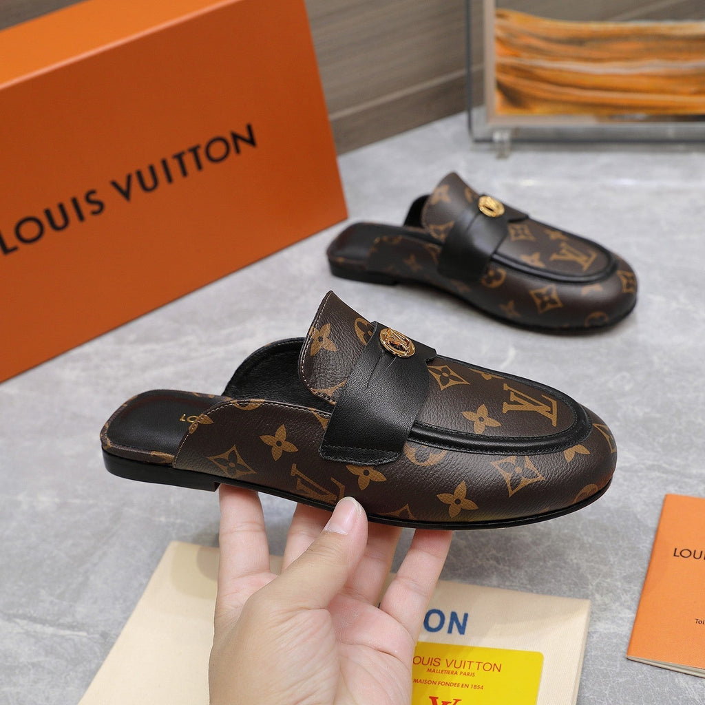 LV 26s Slippers Brown Monogram Leather 600816